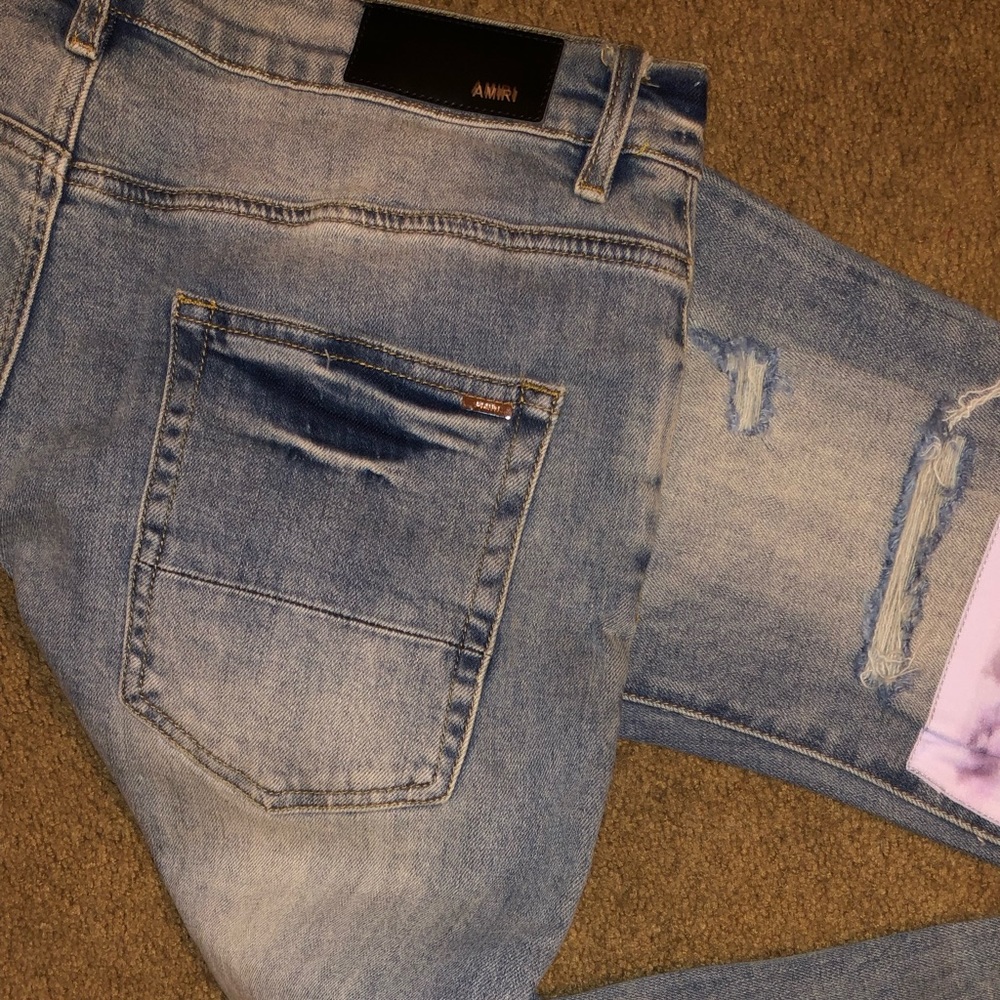 Brand new Amiri art tie dye patch Jeans original indigo - Picture 4 of 7